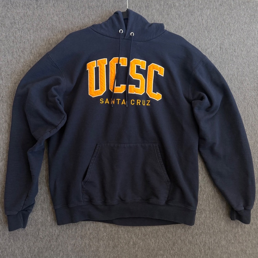 Champion UCSC Santa Cruz Hoodie Mens Large Navy Blue Collegiate Sweatshirt L